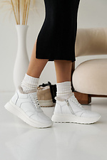 Damskie zimowe skórzane sneakersy w kolorze białym  2505101 zdjęcie №6