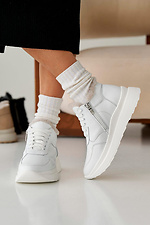 Damskie zimowe skórzane sneakersy w kolorze białym  2505101 zdjęcie №7