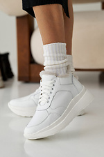 Damskie zimowe skórzane sneakersy w kolorze białym  2505101 zdjęcie №8