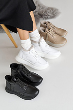 Damskie zimowe skórzane sneakersy w kolorze białym  2505101 zdjęcie №9