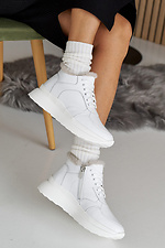 Damskie zimowe skórzane sneakersy w kolorze białym  2505101 zdjęcie №10