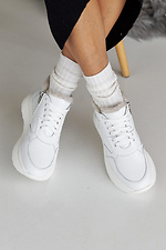 Damskie zimowe skórzane sneakersy w kolorze białym  2505101 zdjęcie №11
