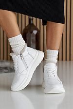 Damskie zimowe skórzane sneakersy w kolorze białym  2505101 zdjęcie №12