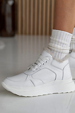 Damskie zimowe skórzane sneakersy w kolorze białym  2505101 zdjęcie №13