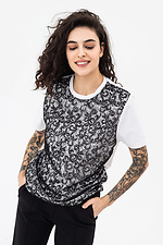 ARYA knitted T-shirt in white with black shiny lace fabric Garne 3042101 photo №5