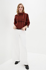 Kurzer Pullover aus Wollmischung mit symmetrischem Muster und Stehkragen  4038101 Foto №2