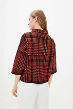 Krótki sweter z domieszką wełny z symetrycznym wzorem i stójką  4038101 zdjęcie №3
