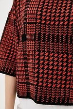Krótki sweter z domieszką wełny z symetrycznym wzorem i stójką  4038101 zdjęcie №4
