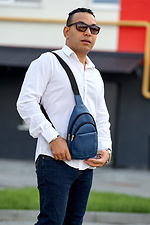 Синяя сумка через плечо слинг на широком ремешке SamBag 8045101 фото №4
