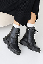 Women's winter leather boots in black  2505102 photo №2
