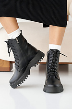 Женские зимние кожаные ботинки черного цвета  2505102 фото №5