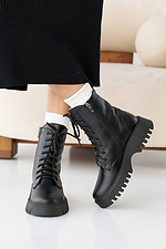 Женские зимние кожаные ботинки черного цвета  2505102 фото №6