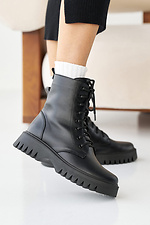 Женские зимние кожаные ботинки черного цвета  2505102 фото №7