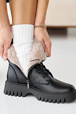 Женские зимние кожаные ботинки черного цвета  2505102 фото №9
