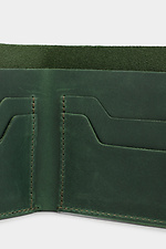 Маленький кожаный кошелек зеленого цвета на кнопке Garne 3300102 фото №3