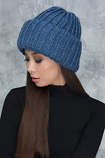 Women's voluminous knitted hat Blizzard light denim color Garne 4051102 photo №1