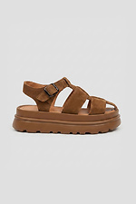 Braune Wildleder-Gladiatorensandalen auf Plateau  4207102 Foto №1