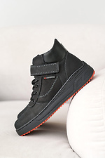 Зимние кожаные ботинки для подростков черные 8019102 фото №2