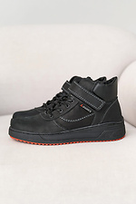Зимние кожаные ботинки для подростков черные 8019102 фото №3