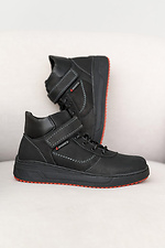 Зимние кожаные ботинки для подростков черные 8019102 фото №4