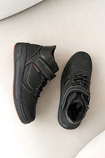 Зимние кожаные ботинки для подростков черные  8019102 фото №6