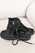 Зимние кожаные ботинки для подростков черные  8019102 фото №7