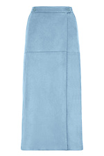 Замшевая юбка на запах голубого цвета Garne 3042103 фото №8