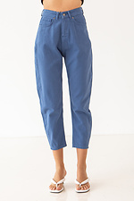 Blaue Bananen-Jeans mit weitem Bein und hoher Taille  4009103 Foto №1