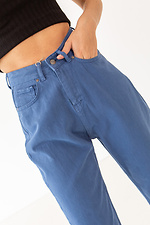Широкі укорочені джинси банани синього кольору із завищеною талією  4009103 фото №4