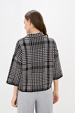 Krótki sweter z domieszką wełny z symetrycznym wzorem i stójką  4038103 zdjęcie №3
