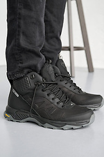 Men's black leather winter sneakers  2505104 photo №1