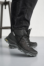 Чоловічі шкіряні зимові кросівки чорного кольору  2505104 фото №2