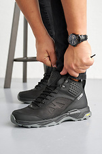 Men's black leather winter sneakers  2505104 photo №4