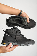 Чоловічі шкіряні зимові кросівки чорного кольору  2505104 фото №5