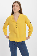 Желтая хлопковая блуза YELLOW с планкой на пуговицах Garne 3040104 фото №6