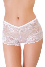 Women's white lace mid-rise shorts ORO 4027104 photo №1