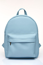 Женский маленький рюкзак голубого цвета с внешним карманом на молнии SamBag 8045104 фото №1