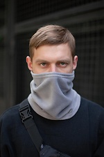 Теплый флисовый бафф с затяжкой серого цвета Without 8048104 фото №1