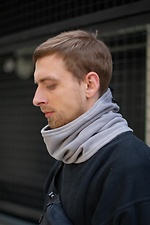 Теплый флисовый бафф с затяжкой серого цвета Without 8048104 фото №2