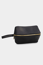 Dreieckige Unisex-Kosmetiktasche aus schwarzem Echtleder Garne 3300105 Foto №1