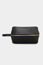 Dreieckige Unisex-Kosmetiktasche aus schwarzem Echtleder Garne 3300105 Foto №2