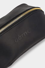 Triangular unisex volume cosmetic bag made of black genuine leather Garne 3300105 photo №3
