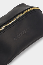Dreieckige Unisex-Kosmetiktasche aus schwarzem Echtleder Garne 3300105 Foto №3