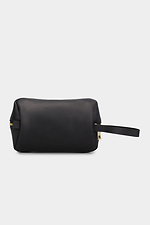 Dreieckige Unisex-Kosmetiktasche aus schwarzem Echtleder Garne 3300105 Foto №4