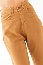 Широкие укороченные джинсы бананы песочного цвета с завышенной талией  4009105 фото №5