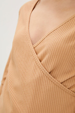 Basic jersey jacket GERA coffee color with a deep neckline Garne 3038106 photo №5
