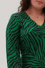 Шелковое платье SELESTA зеленого цвета с полосатым принтом Garne 3041106 фото №10