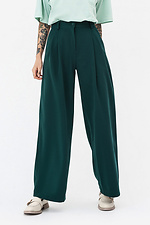 Classic SARAH trousers in dark green with pleats. Garne 3042106 photo №1