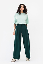 Classic SARAH trousers in dark green with pleats. Garne 3042106 photo №2