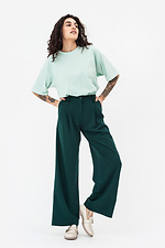 Classic SARAH trousers in dark green with pleats. Garne 3042106 photo №4